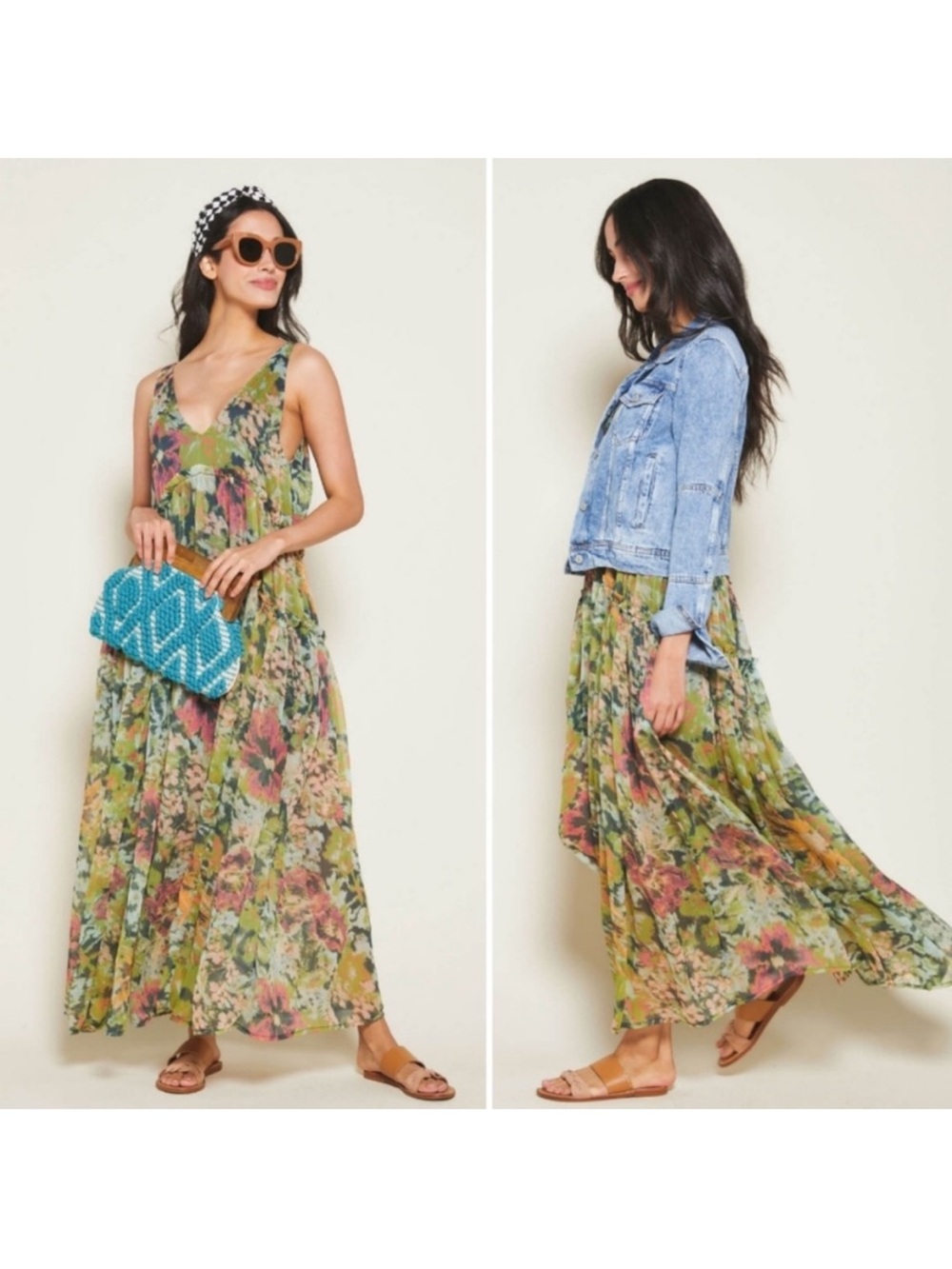Free People Julianna Maxi Dress Green Sleeveless Tiered Ruffle Size XS - Picture 15 of 16